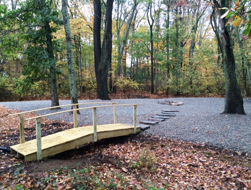 Backyard Bridge in Autumn, Landscape Design